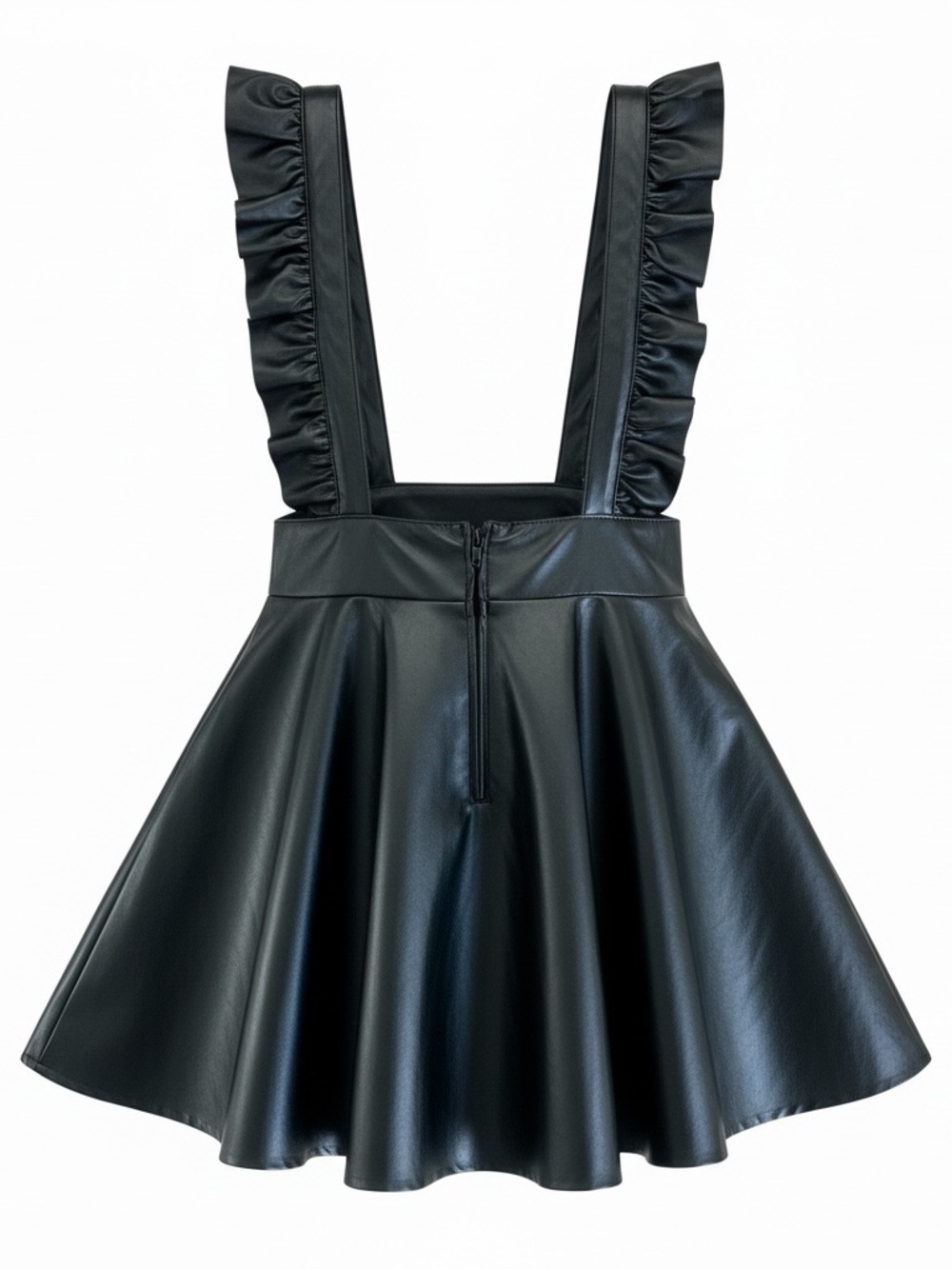 SHEIN Black Faux Leather overall skirt